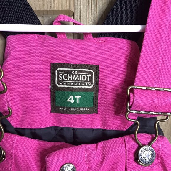 Schmidt Workwear For Kids Insulated Hot Pink Overalls Farm Barn Sz 4T - Picture 6 of 12